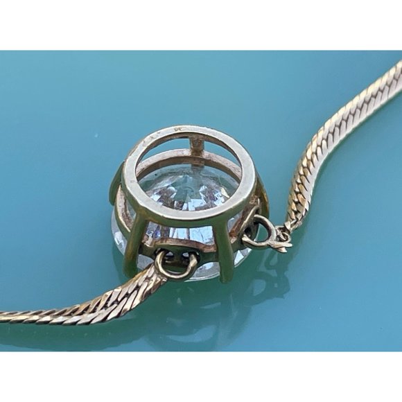 Vintage 14K Gold Serpentine Chain With 3 Carat Clear Tourmaline 4 grams - Picture 4 of 16